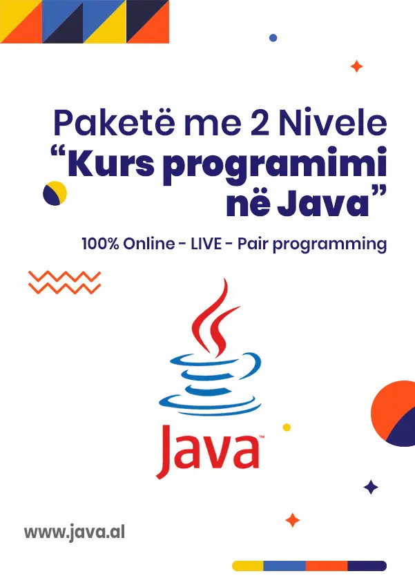 Paketë Kurse Programimi në Java - Nivelet Base dhe Mesatar - LIVE